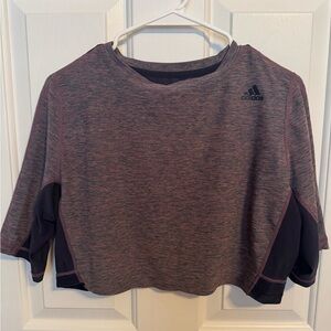 Adidas Women’s Cropped Purple and Blue Activewear Short Sleeve Top XL